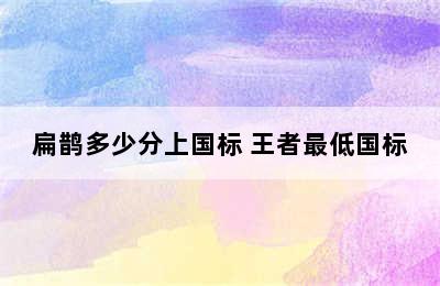 扁鹊多少分上国标 王者最低国标